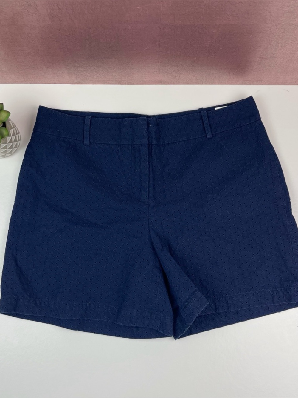 Talbots Navy Blue Eyelet Shorts Women Size 10